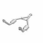 MagnaFlow 23340 epa direct-fit catalytic converter, opposite front three-quarter view of the turntable spin