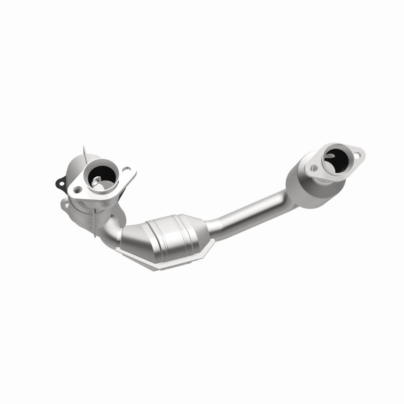 MagnaFlow 441118 carb direct-fit catalytic converter, opposite side view of the turntable spin