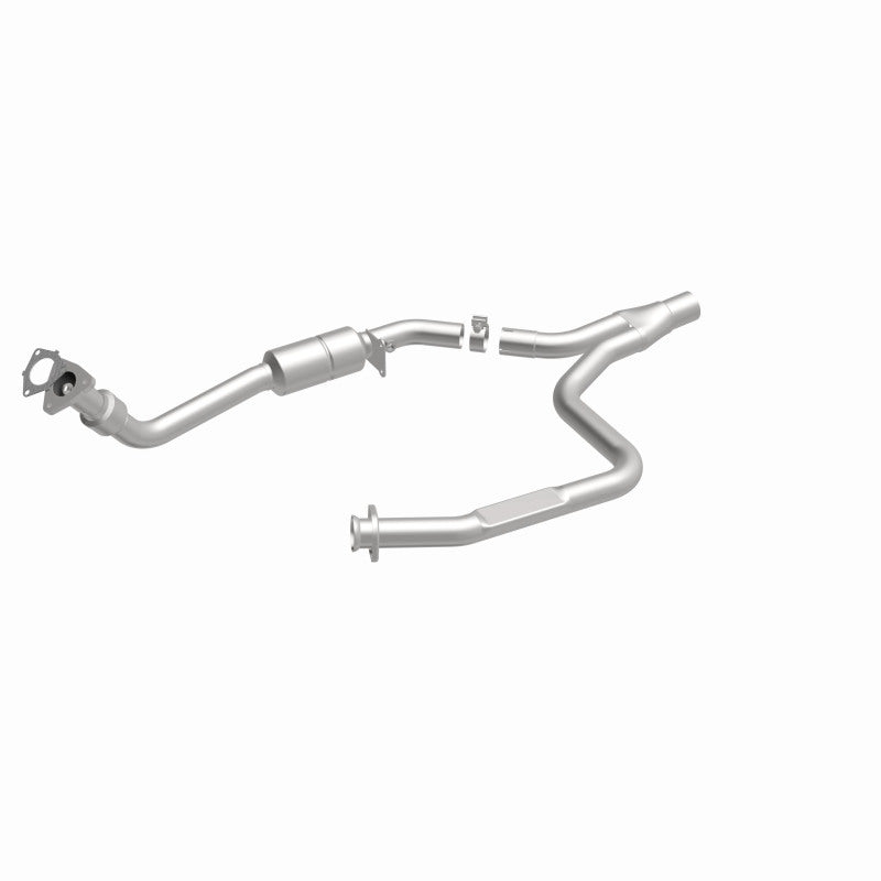 MagnaFlow 23476 hm grade direct-fit catalytic converter, front three-quarter view of the turntable spin