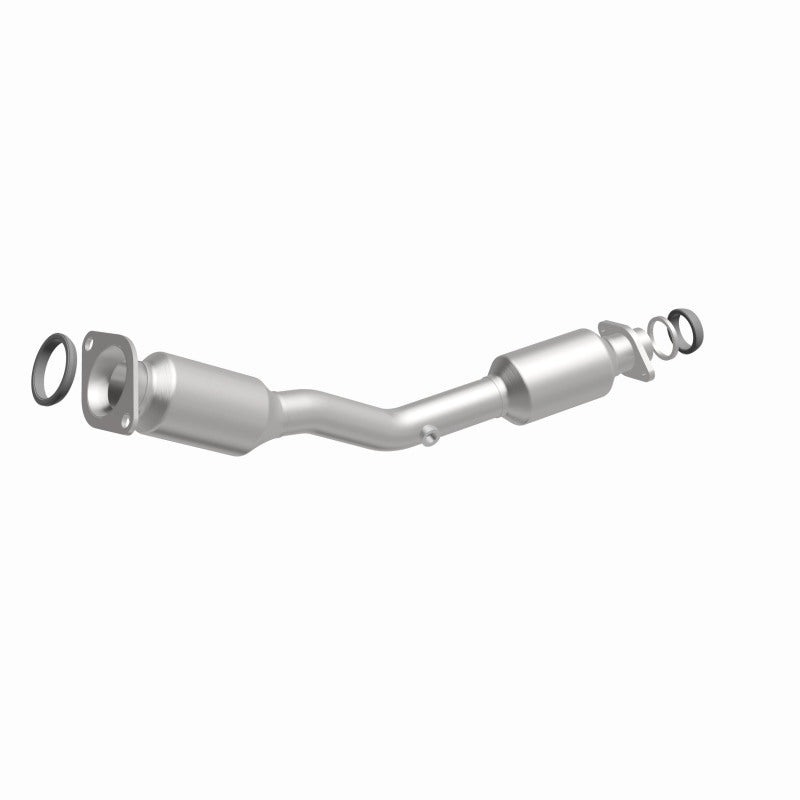 MagnaFlow 52327 oem grade direct-fit catalytic converter, front three-quarter view of the turntable spin