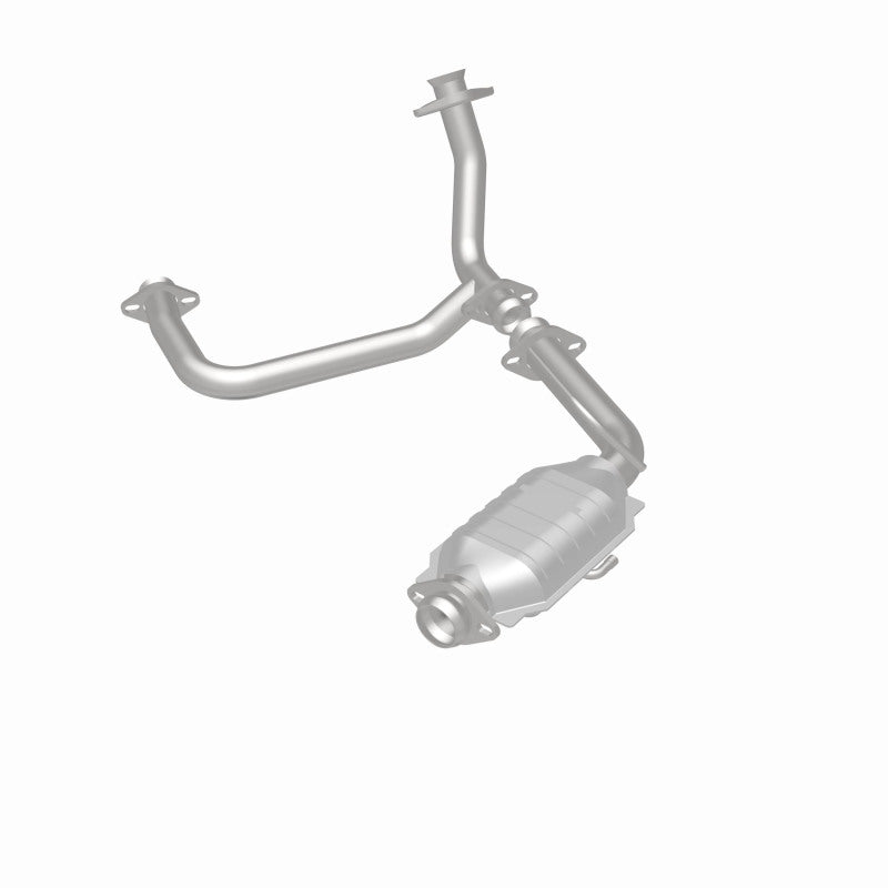 MagnaFlow 93360 epa direct-fit catalytic converter, rear three-quarter view of the turntable spin