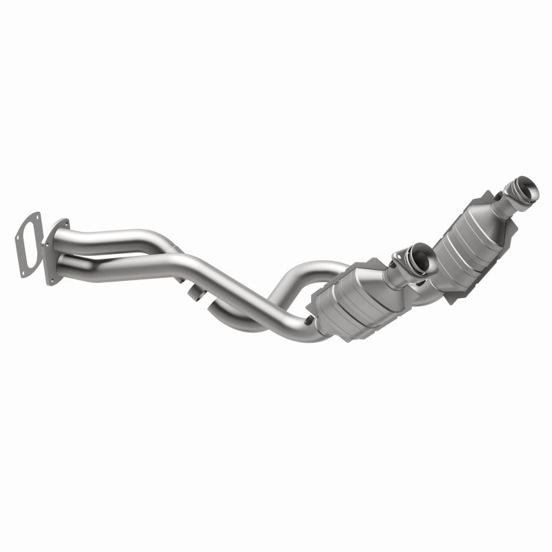 MagnaFlow 49911 oem grade direct-fit catalytic converter, opposite rear three-quarter view of the turntable spin