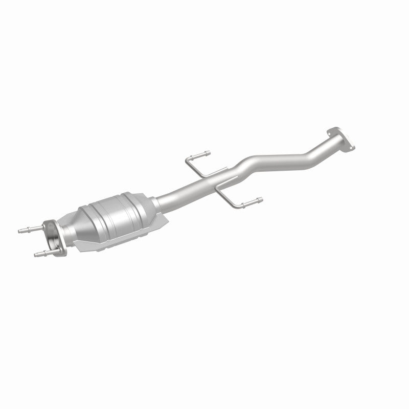 MagnaFlow 441672 carb direct-fit catalytic converter, front three-quarter view of the turntable spin