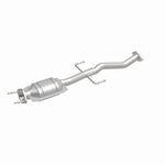 MagnaFlow 441672 carb direct-fit catalytic converter, front three-quarter view of the turntable spin
