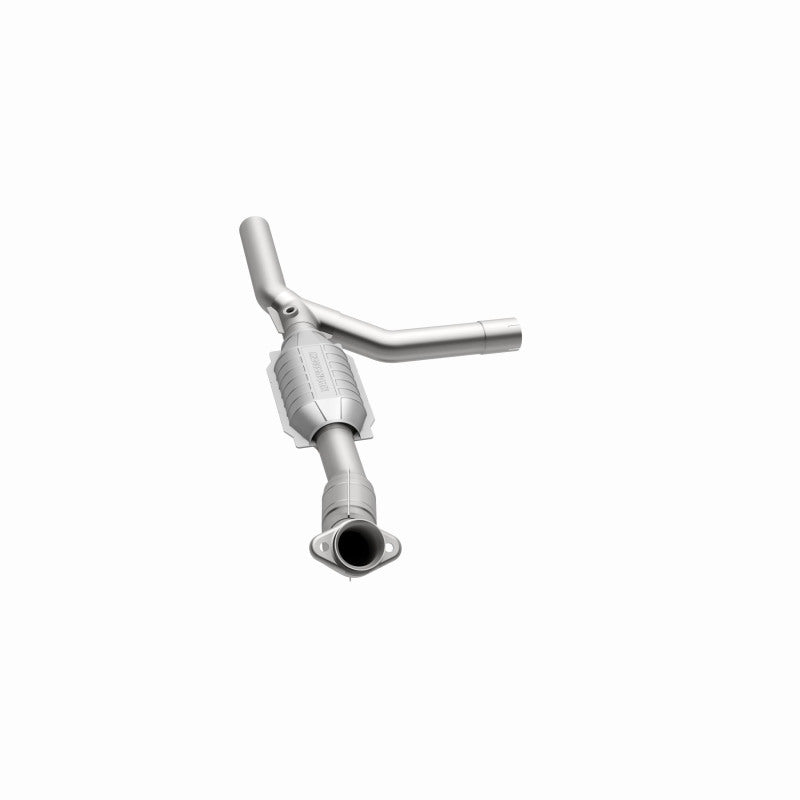MagnaFlow 447110 carb direct-fit catalytic converter, opposite side view of the turntable spin