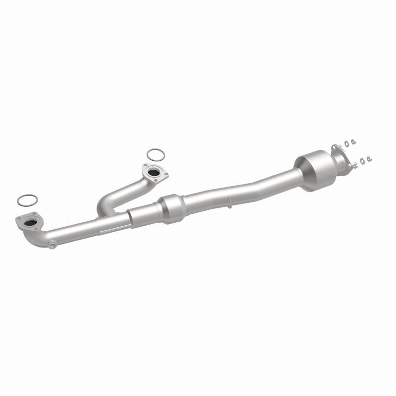 MagnaFlow 52027 oem grade direct-fit catalytic converter, front three-quarter view of the turntable spin