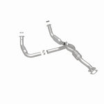 MagnaFlow 52113 oem grade direct-fit catalytic converter, rear three-quarter view of the turntable spin