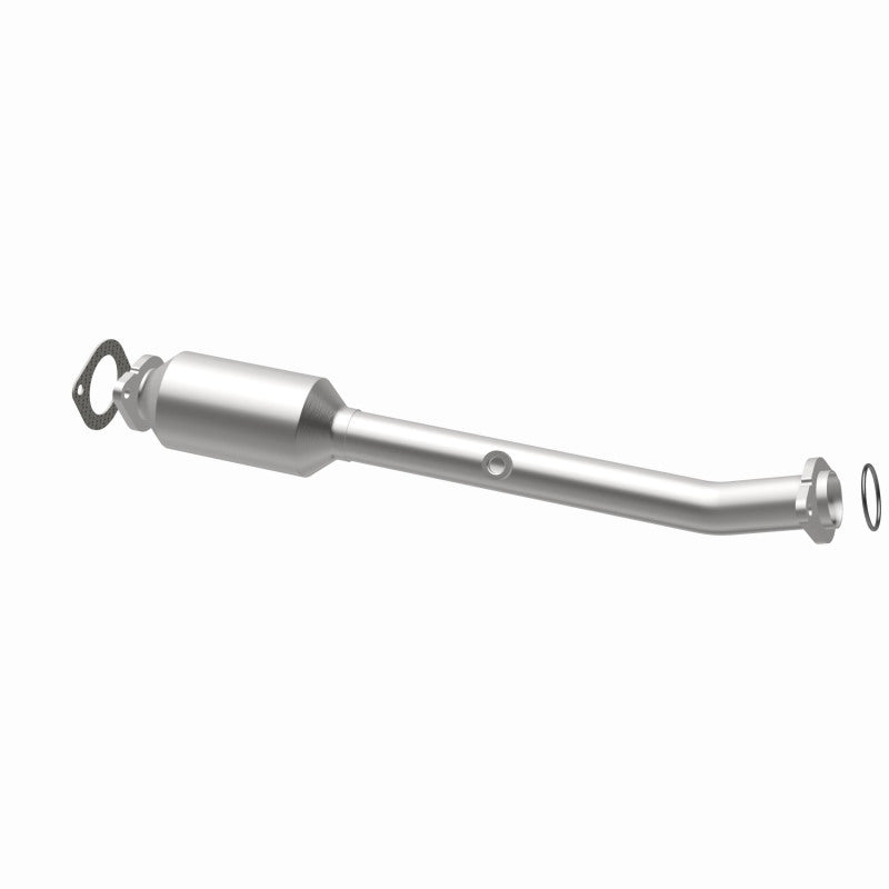 MagnaFlow 5592669 carb direct-fit catalytic converter, opposite rear three-quarter view of the turntable spin