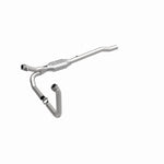 MagnaFlow 93616 hm grade direct-fit catalytic converter, front three-quarter view of the turntable spin
