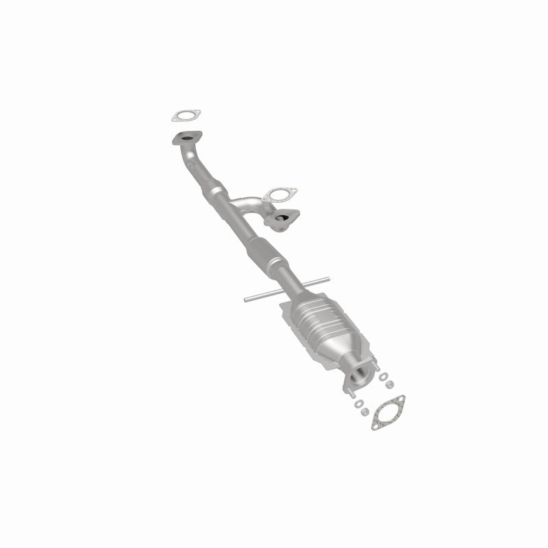 MagnaFlow 24395 hm grade direct-fit catalytic converter, rear three-quarter view of the turntable spin