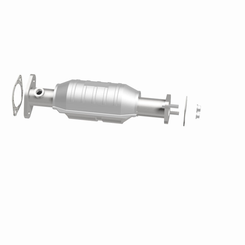 MagnaFlow 457032 carb direct-fit catalytic converter, side view of the turntable spin