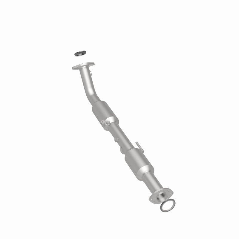 MagnaFlow 5582703 carb direct-fit catalytic converter, rear three-quarter view of the turntable spin