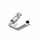 MagnaFlow 49511 oem grade direct-fit catalytic converter, opposite front three-quarter view of the turntable spin