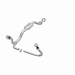 MagnaFlow 23628 hm grade direct-fit catalytic converter, opposite front three-quarter view of the turntable spin