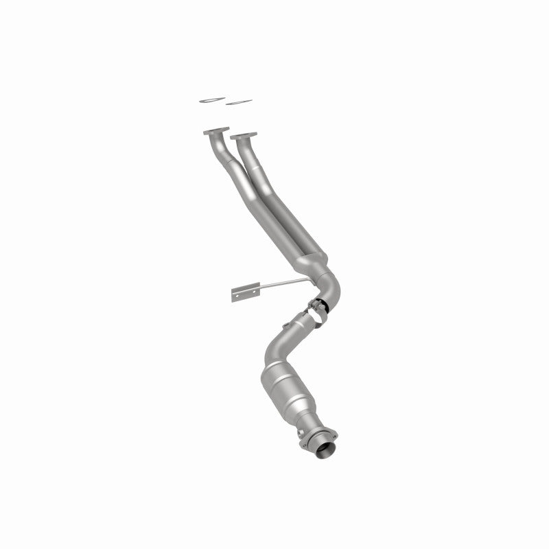MagnaFlow 23992 hm grade direct-fit catalytic converter, rear three-quarter view of the turntable spin