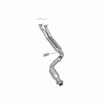 MagnaFlow 23992 hm grade direct-fit catalytic converter, rear three-quarter view of the turntable spin