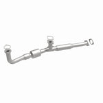 MagnaFlow 444302 carb direct-fit catalytic converter, front three-quarter view of the turntable spin