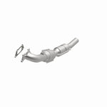 MagnaFlow 551682 carb direct-fit catalytic converter, opposite front three-quarter view of the turntable spin