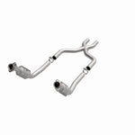 MagnaFlow 49977 oem grade direct-fit catalytic converter, opposite front three-quarter view of the turntable spin