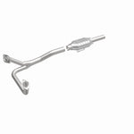 MagnaFlow 93306 epa direct-fit catalytic converter, front three-quarter view of the turntable spin