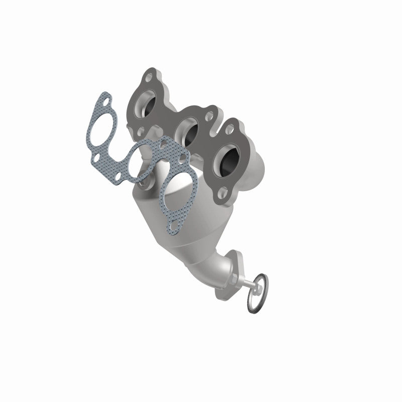 MagnaFlow 49837 oem grade manifold converter, front three-quarter view of the turntable spin