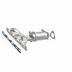 MagnaFlow 5531060 carb manifold converter, front three-quarter view of the turntable spin
