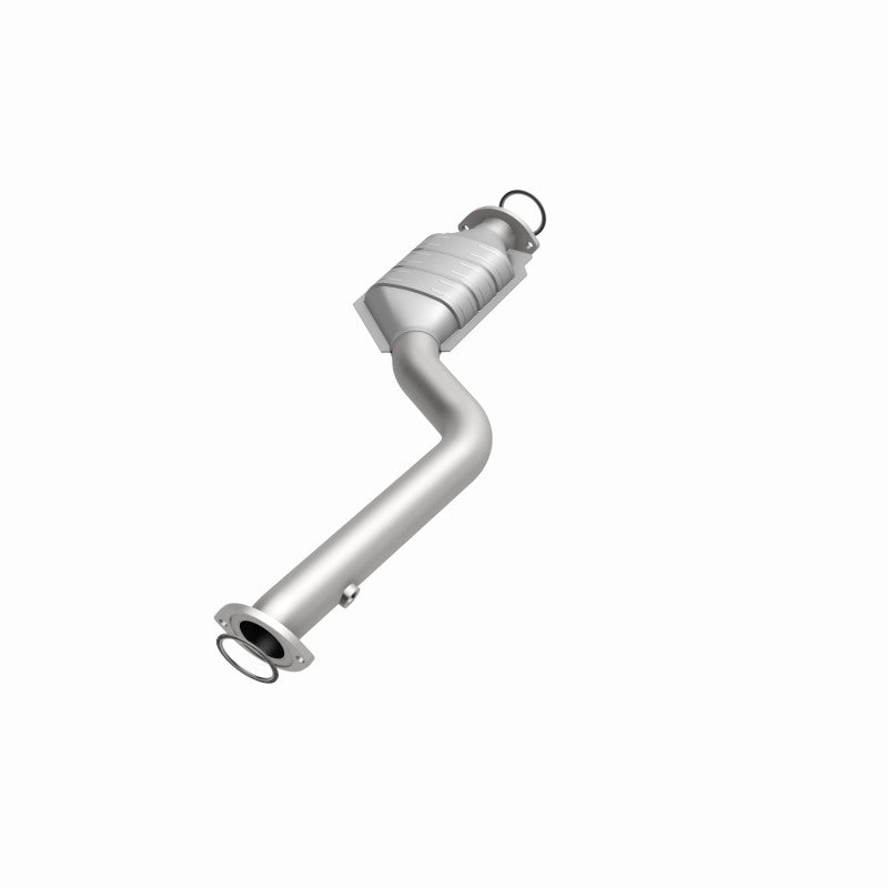 MagnaFlow 93352 hm grade direct-fit catalytic converter, opposite front three-quarter view of the turntable spin