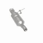 MagnaFlow 52228 oem grade direct-fit catalytic converter, rear three-quarter view of the turntable spin