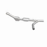 MagnaFlow 458002 carb direct-fit catalytic converter, side view of the turntable spin