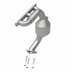MagnaFlow 49312 oem grade manifold converter, opposite rear three-quarter view of the turntable spin