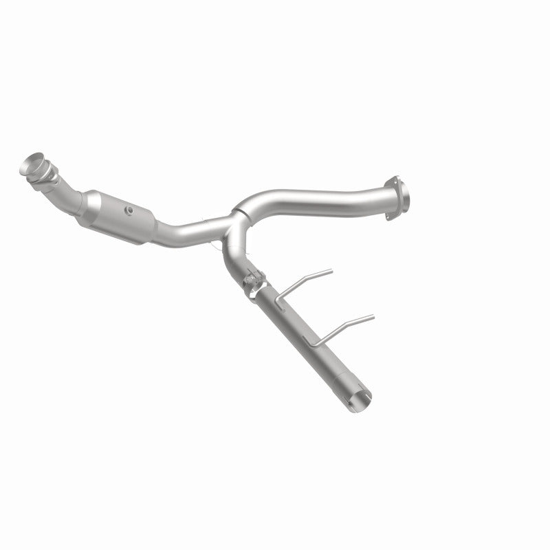 MagnaFlow 5451500 carb direct-fit catalytic converter, front three-quarter view of the turntable spin