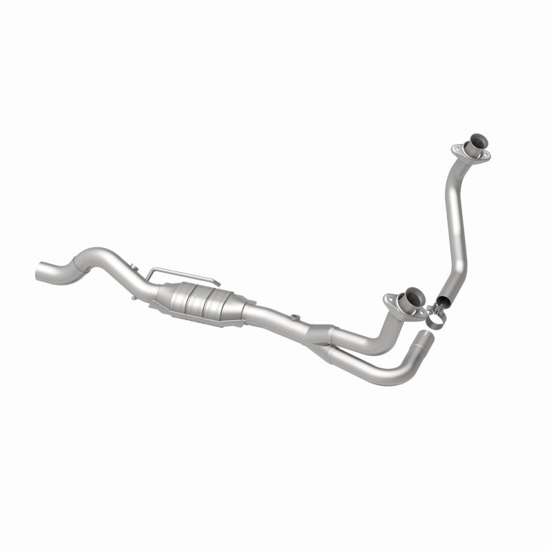 MagnaFlow 24437 hm grade direct-fit catalytic converter, opposite rear three-quarter view of the turntable spin