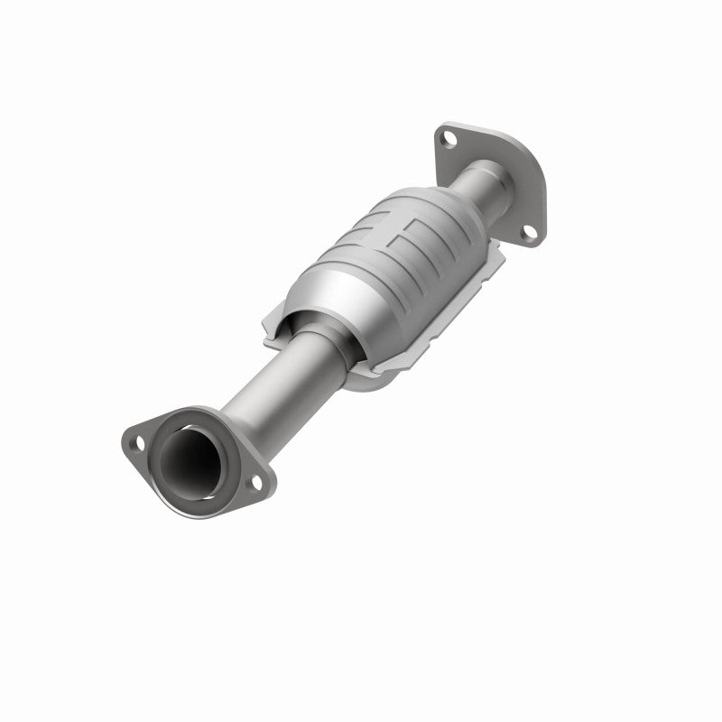 MagnaFlow 49566 oem grade direct-fit catalytic converter, opposite front three-quarter view of the turntable spin