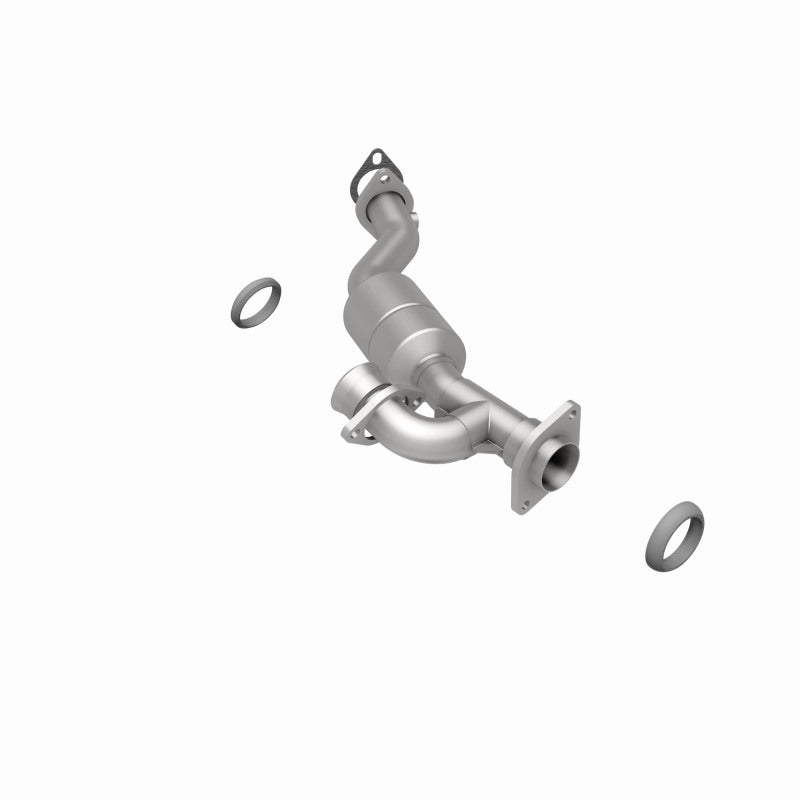 MagnaFlow 49512 oem grade direct-fit catalytic converter, rear three-quarter view of the turntable spin