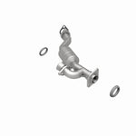 MagnaFlow 49512 oem grade direct-fit catalytic converter, rear three-quarter view of the turntable spin