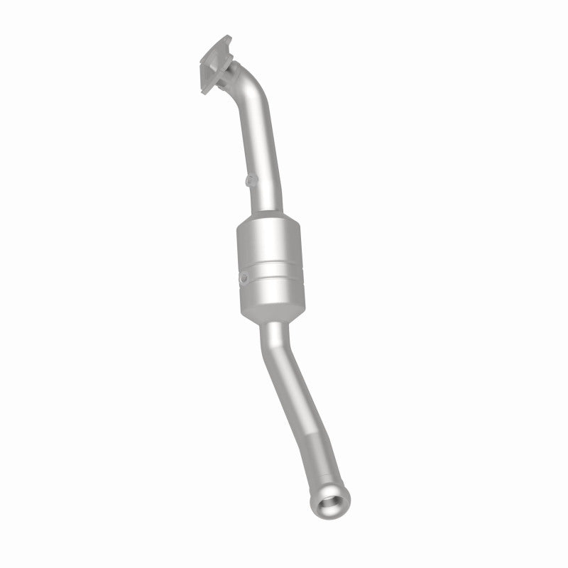 MagnaFlow 5551737 carb direct-fit catalytic converter, rear three-quarter view of the turntable spin