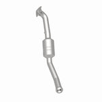 MagnaFlow 5551737 carb direct-fit catalytic converter, rear three-quarter view of the turntable spin