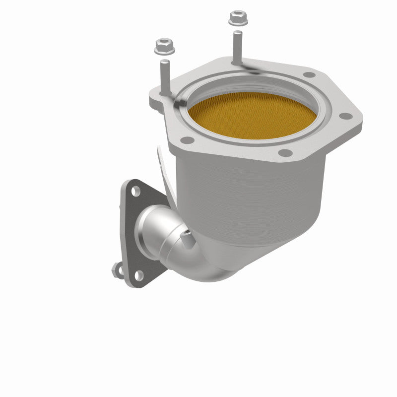 MagnaFlow 52128 oem grade direct-fit catalytic converter, opposite rear three-quarter view of the turntable spin
