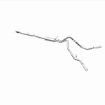 MagnaFlow 15269 street series cat-back exhaust, opposite rear three-quarter view of the turntable spin