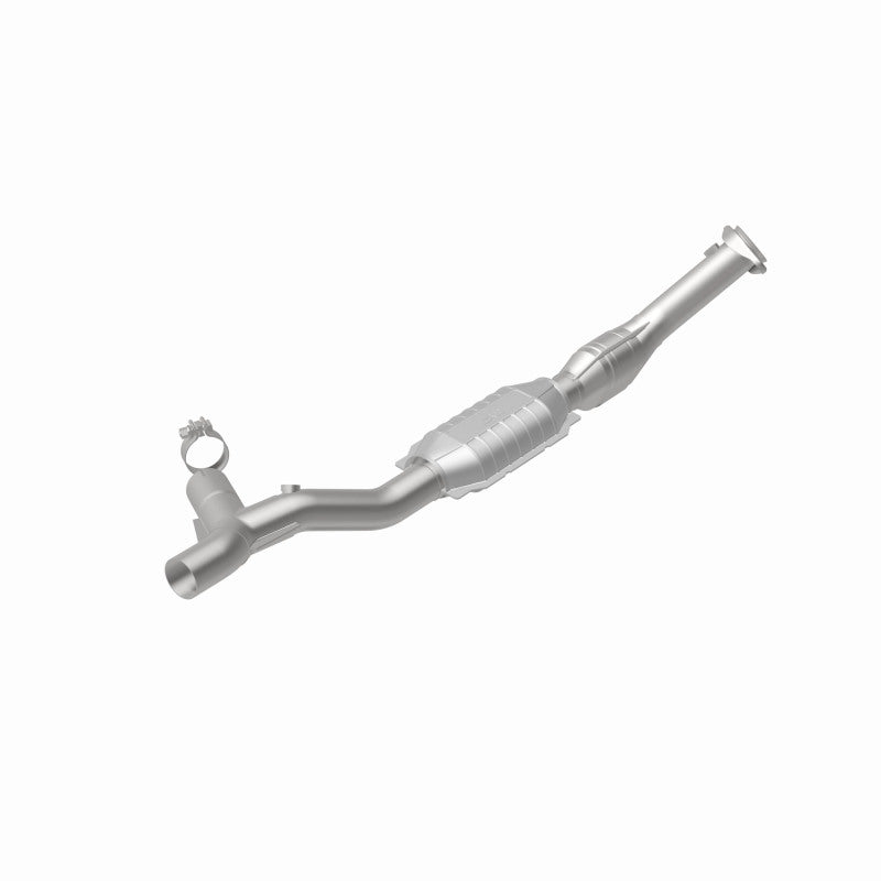 MagnaFlow 447130 carb direct-fit catalytic converter, rear view of the turntable spin