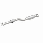 MagnaFlow 93136 hm grade direct-fit catalytic converter, front three-quarter view of the turntable spin