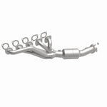 MagnaFlow 50421 hm grade manifold converter, front three-quarter view of the turntable spin