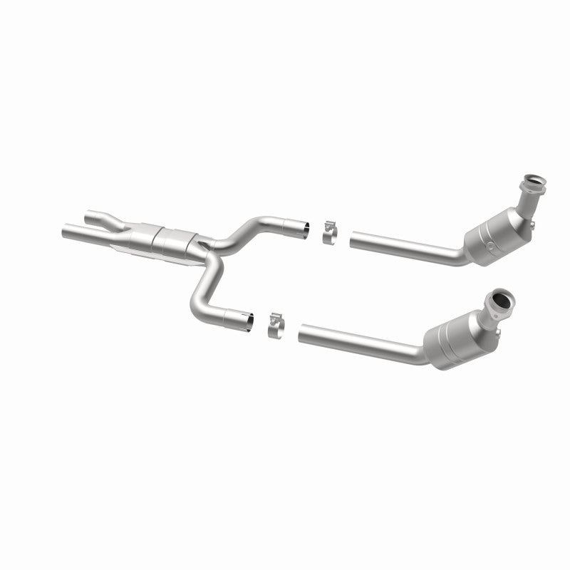 MagnaFlow 52099 oem grade direct-fit catalytic converter, opposite rear three-quarter view of the turntable spin