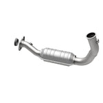 MagnaFlow 93383 hm grade direct-fit catalytic converter, opposite rear three-quarter view of the turntable spin