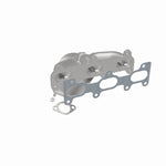 MagnaFlow 452036 carb manifold converter, rear three-quarter view of the turntable spin