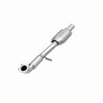 MagnaFlow 49528 oem grade direct-fit catalytic converter, opposite front three-quarter view of the turntable spin