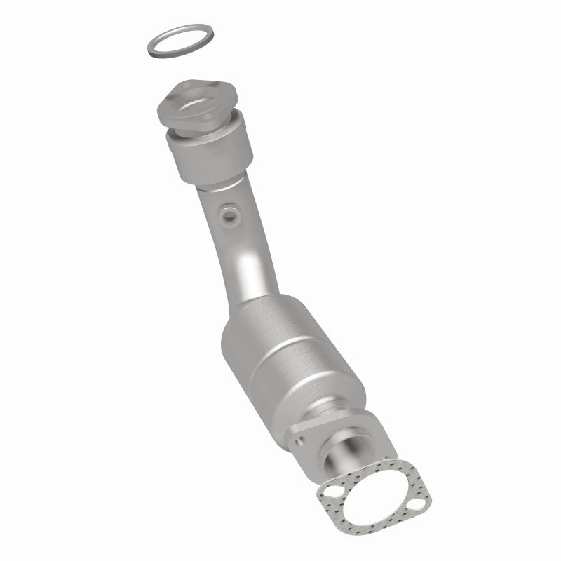 MagnaFlow 49628 oem grade direct-fit catalytic converter, rear three-quarter view of the turntable spin