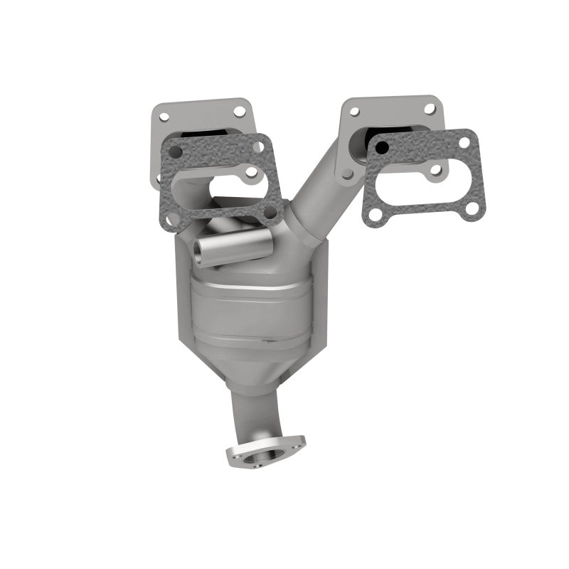 MagnaFlow 452023 carb manifold converter, opposite rear three-quarter view of the turntable spin