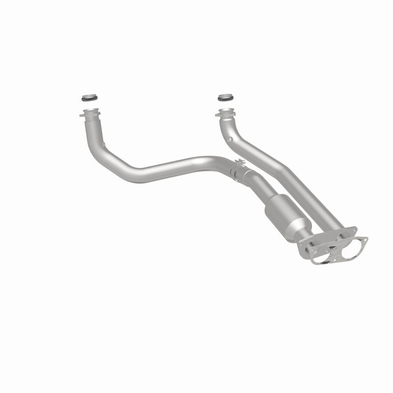 MagnaFlow 95470 hm grade direct-fit catalytic converter, rear three-quarter view of the turntable spin