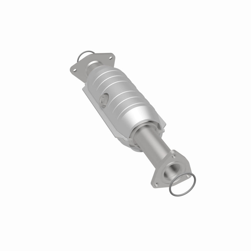 MagnaFlow 49026 oem grade direct-fit catalytic converter, rear three-quarter view of the turntable spin